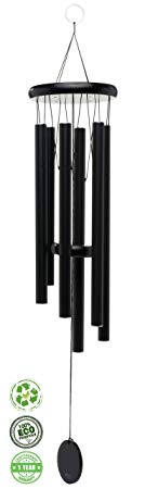 Brooklyn Basix Freedom Chime for Patio, Garden, Terrace and Balcony - Beautiful Outdoor Decor - Easy to Install Wind Chimes - Durable and Hand Tuned (Black / Matte Black, Medium 29")