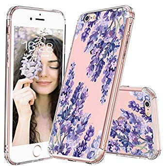 Case for iPhone 6s,MOSNOVO Shockproof TPU Bumper Slim Clear Case with Floral Design for iPhone 6 Phone Case Cover - Lavender