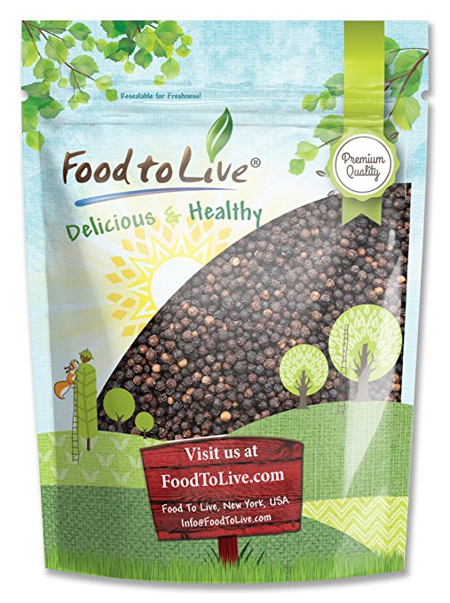 Food to Live Black Pepper Whole (Peppercorn) (8 Ounces)