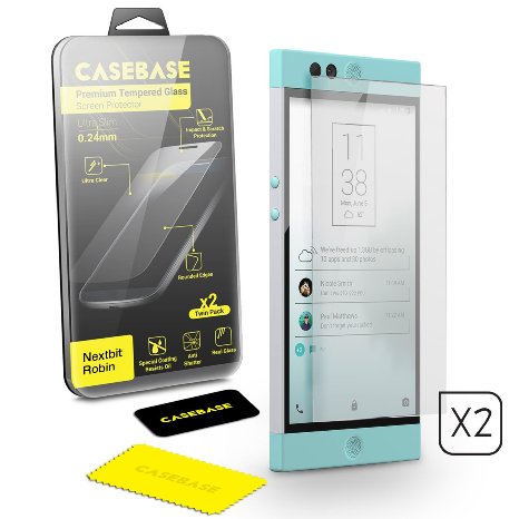 Casebasereg - NEXTBIT ROBIN - Premium Tempered Glass Screen Protector Twin Pack for Nextbit Robin  2016   Double Glass  2 in 1