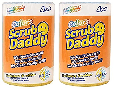 Scrub Daddy, Colors Sponge Set - FlexTexture Sponge, Soft in Warm Water, Firm in Cold, Deep Cleaning, Dishwasher Safe, Multiuse, Scratch Free, Odor Resistant, Functional, Ergonomic, 8pc