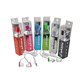 VIBE Juicys Comfort Earbud Stereo Headphones w/3.5 mm Jack (24-pack - Six (6) Colors)