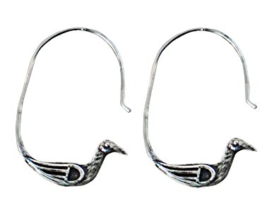 925 Sterling Silver Large Tribal Bird Hoop Earrings, Oxidized and Textured, Brought to You by Designs by Nathan
