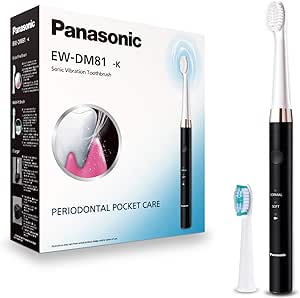 Panasonic EW-DM81-K503 Elektrische Zahnbürste, 2 Aufsteckbürsten, Timer, 2 Betriebsmodi, ergonomisches Design, 31.000 Bewegungen pro Minute, Schallschwingungen, Schwarz