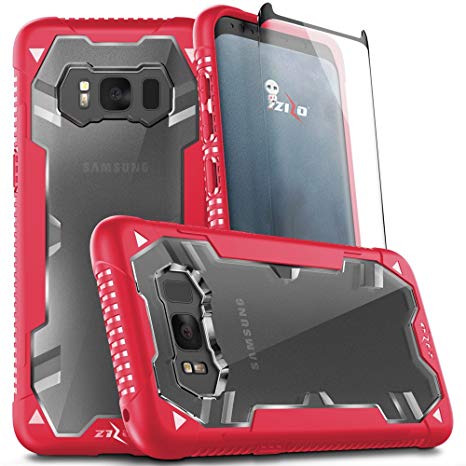 Zizo Proton 2.0 Series Compatible with Samsung Galaxy S8 Plus Case Military Grade Drop Tested with Tempered Glass Screen Protector RED Clear