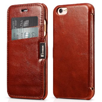 iPhone 6s  6 Case Benuo Card Slot Vintage Series Genuine Leather Folio Flip Corrected Grain Leather Case 2 Card Slots with Magnetic Closure for iPhone 6s  6 47 inch Brown