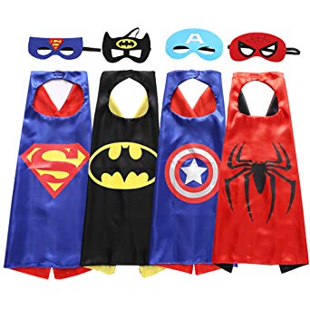 Zaleny Superhero Dress up Costumes - 4 Satin Capes and 4 Felt Masks