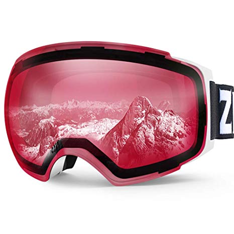 Zionor X4 Ski Snowboard Snow Goggles Magnet Dual Layers Lens Spherical Design Anti-Fog UV Protection Anti-Slip Strap for Men Women