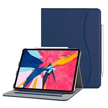 Fintie Case for iPad Pro 11” 2018 [Supports Apple Pencil 2nd Gen Charging Mode] - Multi Angle Viewing Folio Stand Cover with Pocket [Secure Pencil Holder] Auto Sleep/Wake for iPad Pro 11 2018, Navy