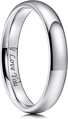 King Will Basic 2mm/3mm/4mm/5mm/6mm/7mm Stainless Steel Ring Original Color Full High Polished with Laser Etched I Love You