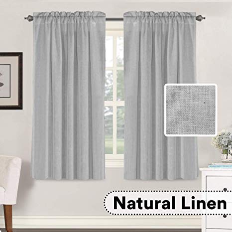 H.VERSAILTEX Living Room Linen Curtains Home Decorative Privacy Window Treatment Energy Saving Rod Pocket Panels for Bedroom (Set of 2, Dove, 52x63 - Inch)