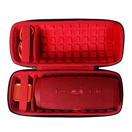 co2crea Hard Travel Case for JBL Charge 4 Waterproof Bluetooth Speaker (Outside Black and Inside Red)