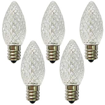 25 Pack C9 Outdoor Christmas Replacement Bulbs,Warm White Light Bulbs for Outdoor Patiao String Lights,Dimmable Holiday Garden Lamps,Strawberry Style,5 Diode(LED's) in Each Bulbs, E17/C9 Base