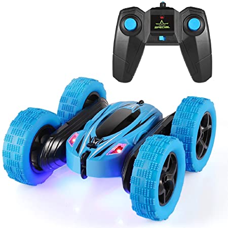 Tg-one Remote Control Car, 2.4GHz RC Cars Stunt Car, Double Sided 360° Rolling Rotating Rotation, LED Headlights 4WD High Speed Off Road for 3 4 5 6 7 8-12 Year Old Boy Toys