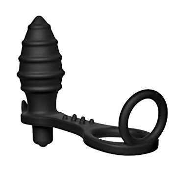 Tracy's Dog Silicone P Spot Massager Vibrating Anal Plug with Cock Ring and Testis Ring