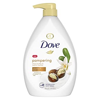 Dove Body Wash Pump for Dry Skin Shea Butter with Warm Vanilla Sulfate Free Bodywash 34 oz