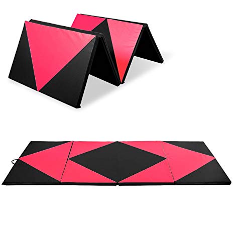 Giantex 4'x10'x2 Gymnastics Mat Thick Folding Panel for Gym Fitness with Hook & Loop Fasteners