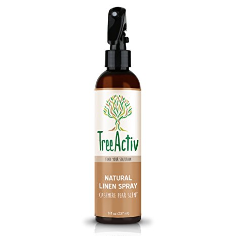 TreeActiv Natural Linen Spray | Kills Acne Causing Bacteria | Eliminates Odors | Fabric, Bedding, Clothing, Carpet & Furniture Refresher | Relaxing Cashmere Pear Scent (8 fl oz)