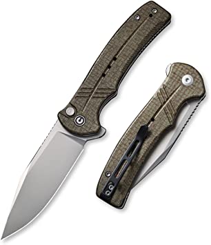 CIVIVI Folding Pocket Knife ,Cogent Knife 14C28N Blade Green Micarta Handle for EDC C20038D-5