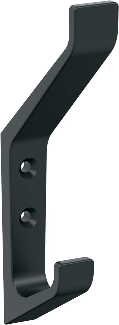 Emerge Contemporary Double Prong Matte Black Decorative Wall Hook