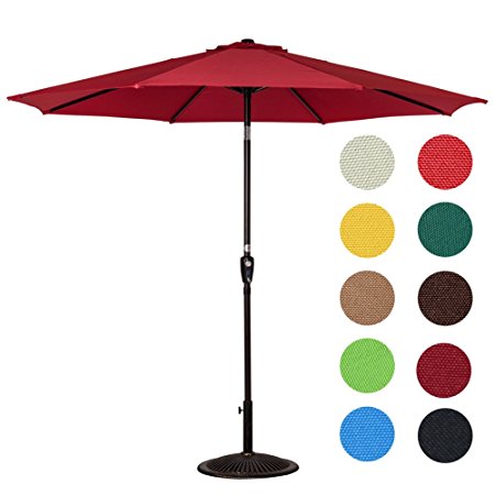 Sundale Outdoor 10 Feet Outdoor Aluminum Patio Umbrella with Auto Tilt and Crank, 8 Alu. Ribs, 100% Polyester (Red)