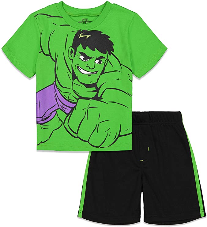 Marvel Avengers Boys Superhero Short Sleeve T-Shirt and Mesh Shorts Set