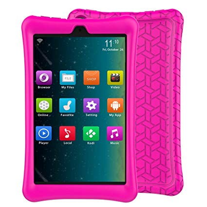 eTopxizu Case for All-New Amazon Fire HD 8 2018/2017, Kids Friendly Light Weight Shock Proof Protective Soft Silicone Back Cover for All-New Fire HD 8 Tablet 2018/2017, Rose Pink