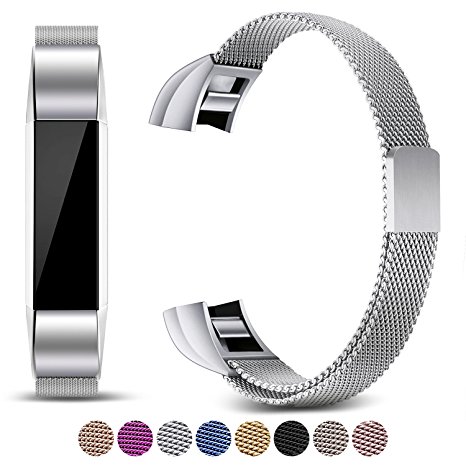 For Fitbit Alta Strap and Alta HR Metal Bands, Mornex Milanese Stainless Steel Adjustable Replacement Accessory Straps for Fitbit Alta (HR) Fitness Wristband