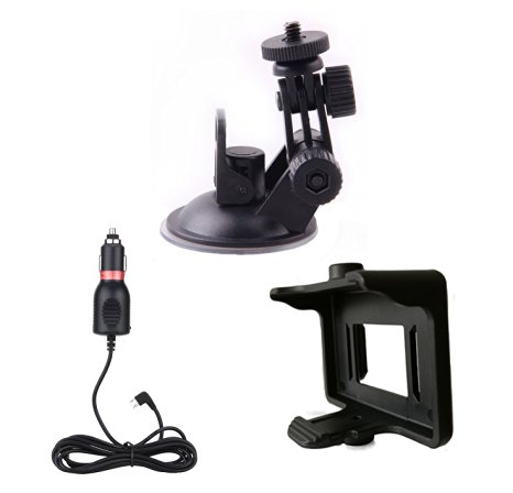 dOvOb 3in1 Action Camera Suction Cup Mount and Car Charger with Sports Camera Frame for DBPOWER SJCAM Lightdow ASX ANART GeekPro