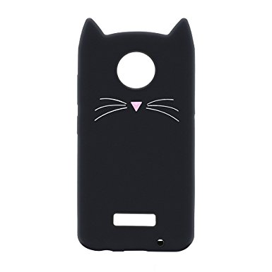 Moto Z Play/ Motorola Moto Z Play Droid Case Cover,Cute 3D Black Party Cat Kitty Whiskers Protective Soft Case Skin For Motorola Moto Z Play/ Motorola Moto Z Play Droid black