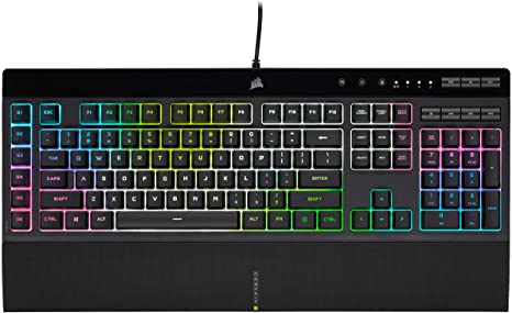 CORSAIR K55 RGB PRO XT - Dynamic Per-Key RGB Backlighting - Six Macro Keys with Elgato Stream Deck Software Integration - IP42 Dust and Spill-Resistant - Detachable Palm Rest - Media and Volume Keys