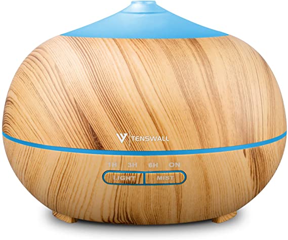 Diffusers for Essential Oils, 400ml Ultrasonic Essential Oil Diffuser, Wood Grain Cool Mist Aromatherapy Humidifier with Adjustable Mist Mode for Home Yoga Office