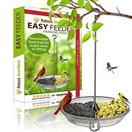 Large Hanging Bird Feeder by Nature Anywhere - GIFT EDITION with Removable Tray, Birdseed Air Circulation & Beautiful Packaging. The World's Most Advanced Bird Feeder.