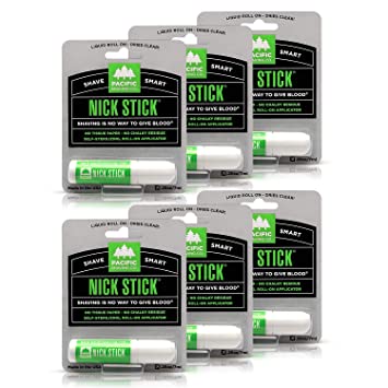 Pacific Shaving Company Nick Stick - No Tissue Paper, No Chalky Residue, Dries Clear, Liquid Roll-On Applicator, Puts Nicks in Their Place, with Vitamin E & Aloe, Styptic Pencil .25 oz (6 Pack)