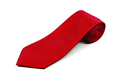 100% Silk Extra Long Tie with Solid Color Herringbone Pattern (Available in 63-inch XL and 70-inch XXL)
