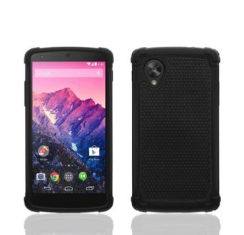 theMobileArea LG Nexus 5 Rugged Impact Heavy Duty Dual Layer Shock Proof Case Cover Skin - Black