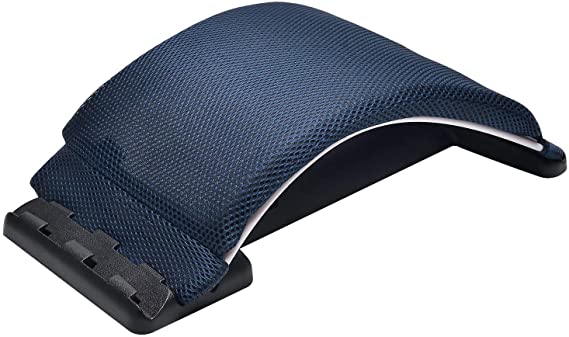 Magic Back Stretching Device with Cushion,Back Massager Lumbar Support Stretcher Spinal Pain Relieve Back Pain Muscle Pain Relief(Dark Blue/White)