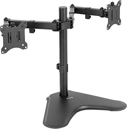 VIVO Dual 13 to 30 inch LCD Monitor Desk Stand with Base, Fully Adjustable Freestanding Mount with Tilt and Swivel | Holds 2 Screens with Max VESA 100x100, STAND-V200F