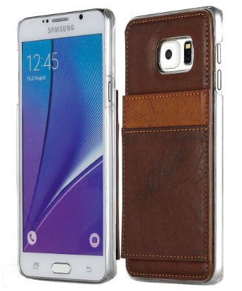 Galaxy Note 5 Case Aceabove KICKSTANDDark Brown Slim Protective Leather Wallet Cover Case with Stand Feature and Credit Card ID Holders wallet case For Samsung Galaxy Note 5 SM-N920 Devices