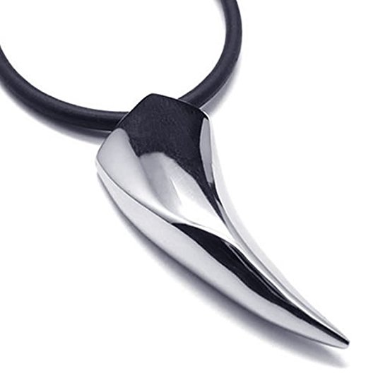 KONOV Unique Stainless Steel Spear Wolf Tooth Pendant Mens Necklace Chain