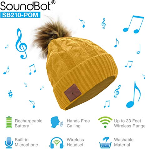 SoundBot¨ SB210 HD Stereo Bluetooth 4.1 Wireless Smart Beanie Headset Musical Knit Headphone Speaker Hat Speakerphone Cap,Built-in Mic