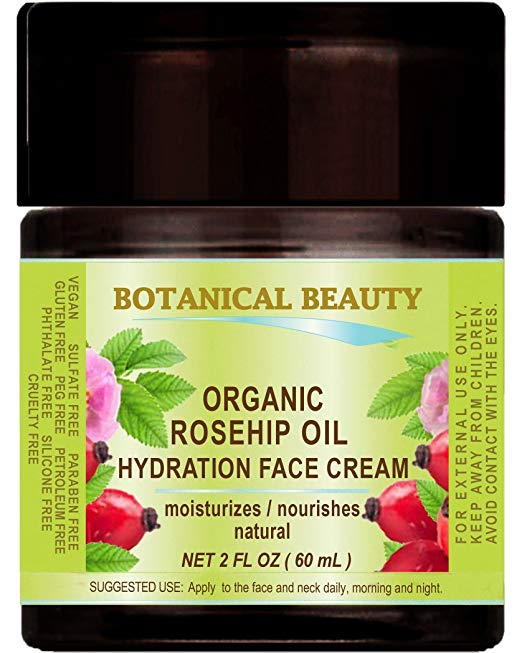 ORGANIC ROSEHIP OIL HYDRATION FACE CREAM. For Normal - Dry - Sensitive Skin. Moisturized and nourished 2 Fl. oz. - 60 ml.