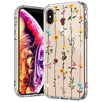 MOSNOVO iPhone Xs Max Case, Clear iPhone Xs Max Case, Wildflower Floral Flower Pattern Printed Clear Design Transparent Plastic Back Case with TPU Bumper Case Cover for iPhone Xs Max