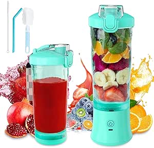 Portable Blender, Smoothie Maker Blender with 6 Ultra-sharp Blades, Personal Blender for Shakes and Smoothies Baby Food, 20 Oz Mini Blender with Travel Lid & Cleaning Brush for Home Travel Work, Blue