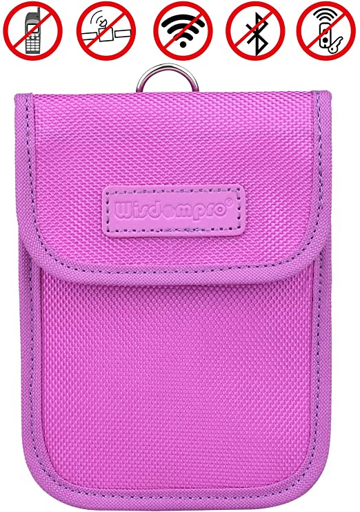 RFID Key Fob Protector, Wisdompro RF Signal Blocking Case Security Shielding Pouch Faraday Bag Protection Wallet Cage for Car Key Fob - Purple