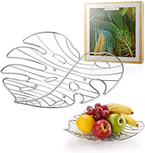 REMIHOF Wire Fruit Bowl Basket for Kitchen - Modern Fruit Bowls for the Counters - FDA Approved - Chrome Plated