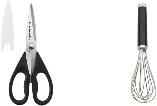 KitchenAid All Purpose Shears with Protective Sheath, One Size, Black and KitchenAid KE060OHOBA Classic Utility Whisk, One Size, Black 2