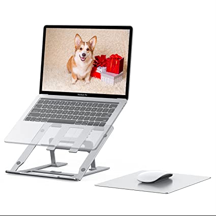 Laptop Stand, Laptop Stand Set, Ergonomic Aluminum Computer Stand and Mouse Pad, Laptop Stand Adjustable Height, Compatible with 10-15.6" Notebook Computer