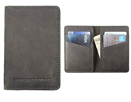 Handmade Leather Vertical Wallet | The Mountaineer - Slim Bifold Minimalist Front Pocket, Crazy Horse Leather