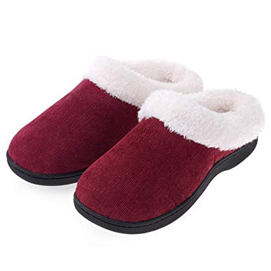 Women Faux Fur Plush Fleece Memory Foam Slippers Slip on Clog House Shoes Indoor Outdoor
